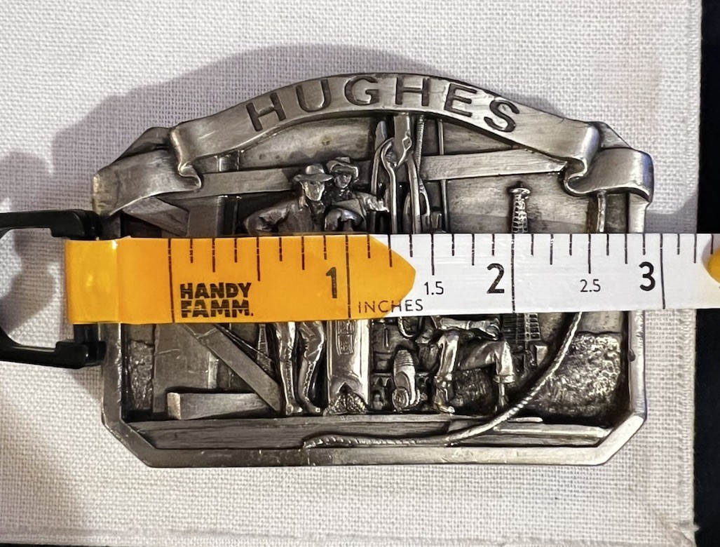 HUGHES TOOL COMPANY OIL DRILLING PEWTER BELT BUCKLE