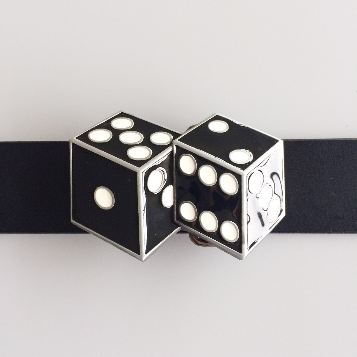 Black Enamel Dices Casino Gamble Vintage Belt Buckle Gurtelschnalle