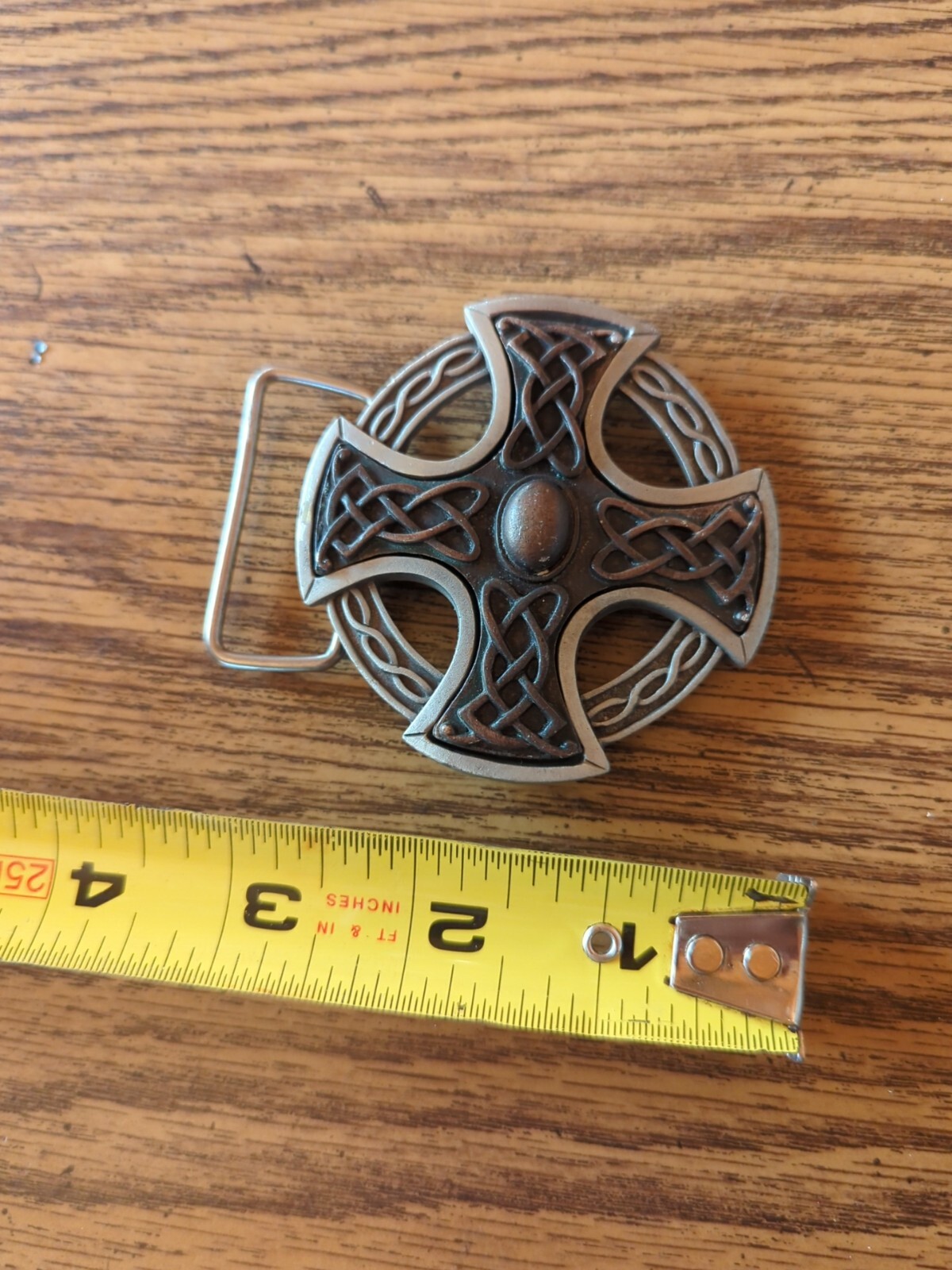 Celtic Cross Silver Tone Belt Buckle Bulldog Buckle Co. 1995 Made In England
