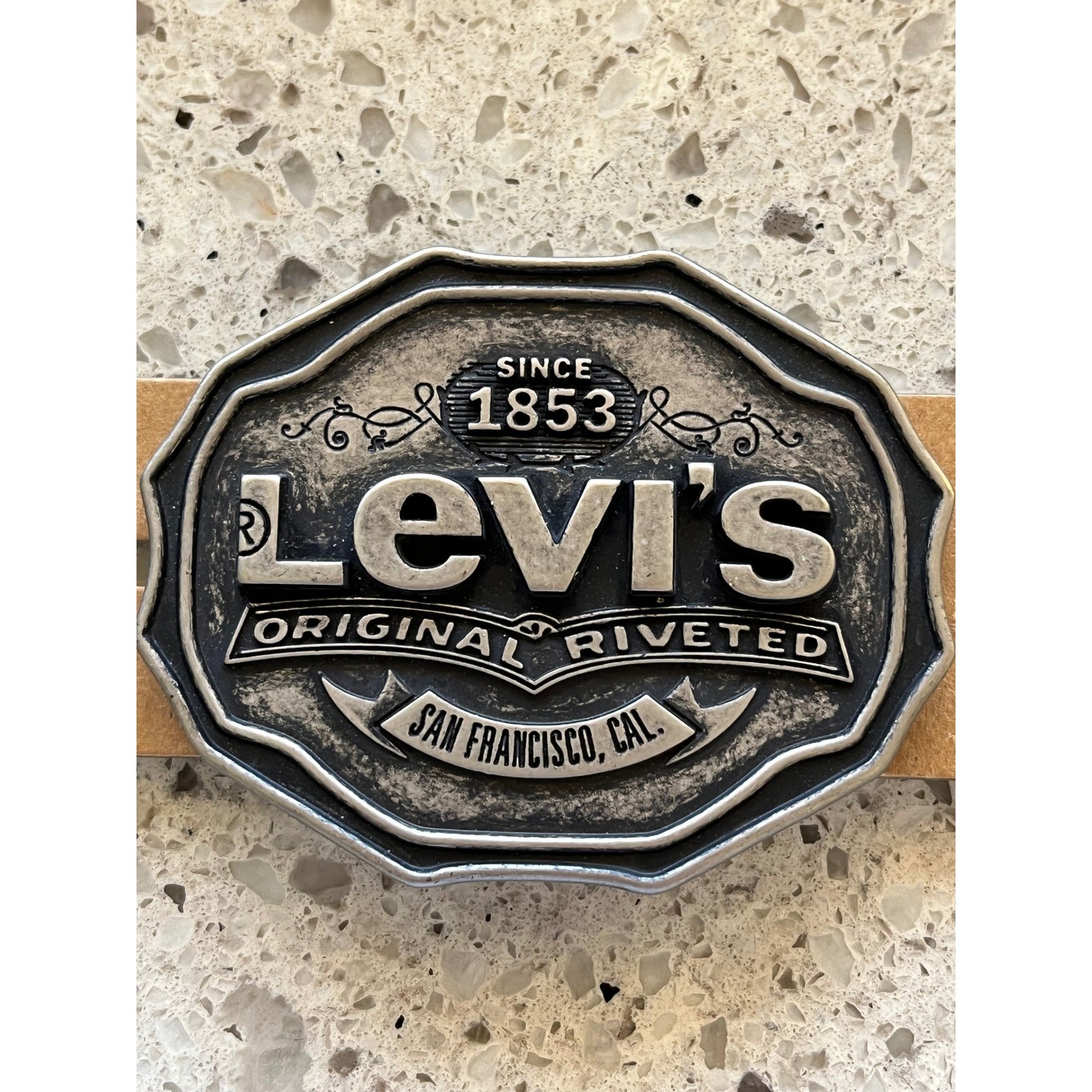 Levis Belt Buckle Mens Original Riveted Antique Nickel Western Silver 16LV72D5