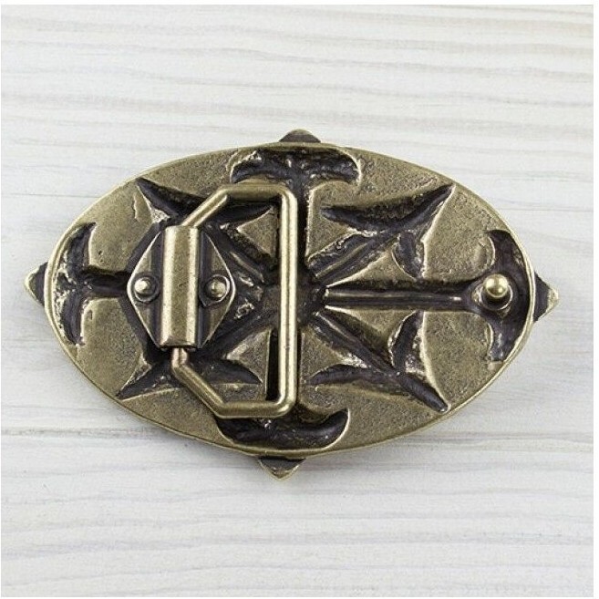 Knightly Bronze Boho Style Occitan Cross Belt Buckle