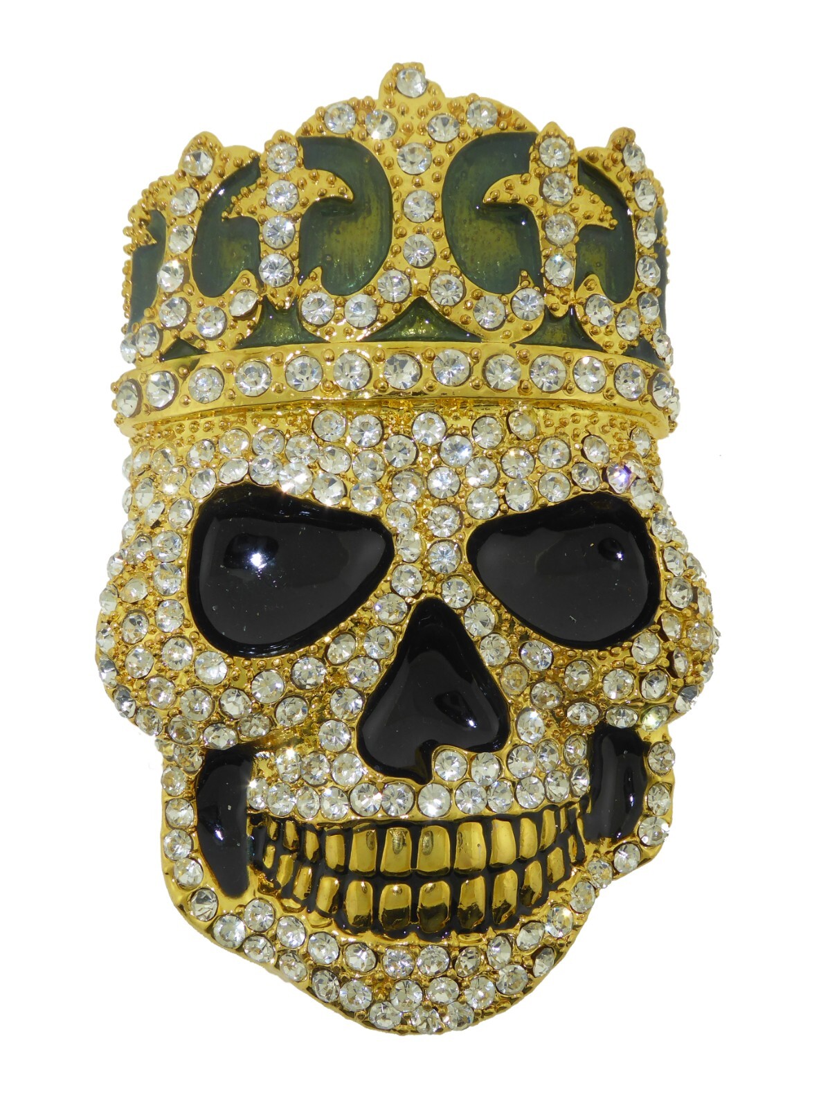 Skull Crossbones Gold Metal Blinged Rhinestones Iced Belt Buckle New Mens Womens