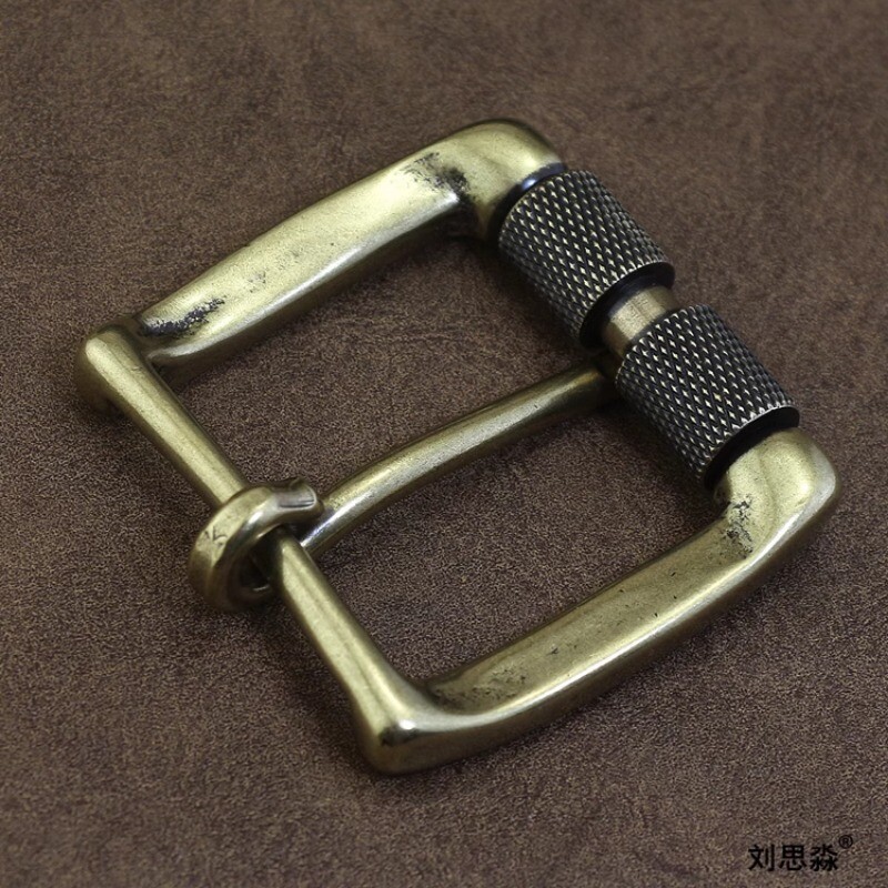 Replacement Brass Roller Buckle 4cm Inside Wide Men Leather Belt Snap On Vintage