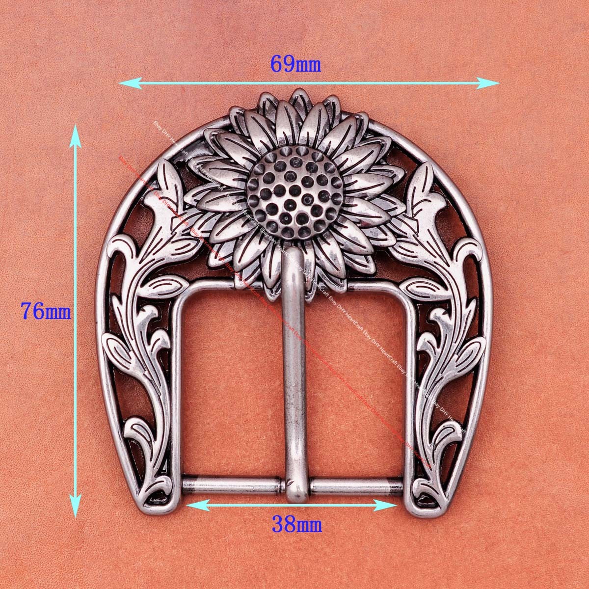 Retro Silver Big Sun Flower Leather Belt Buckle Replacement Fit 1.5 Inch Strap