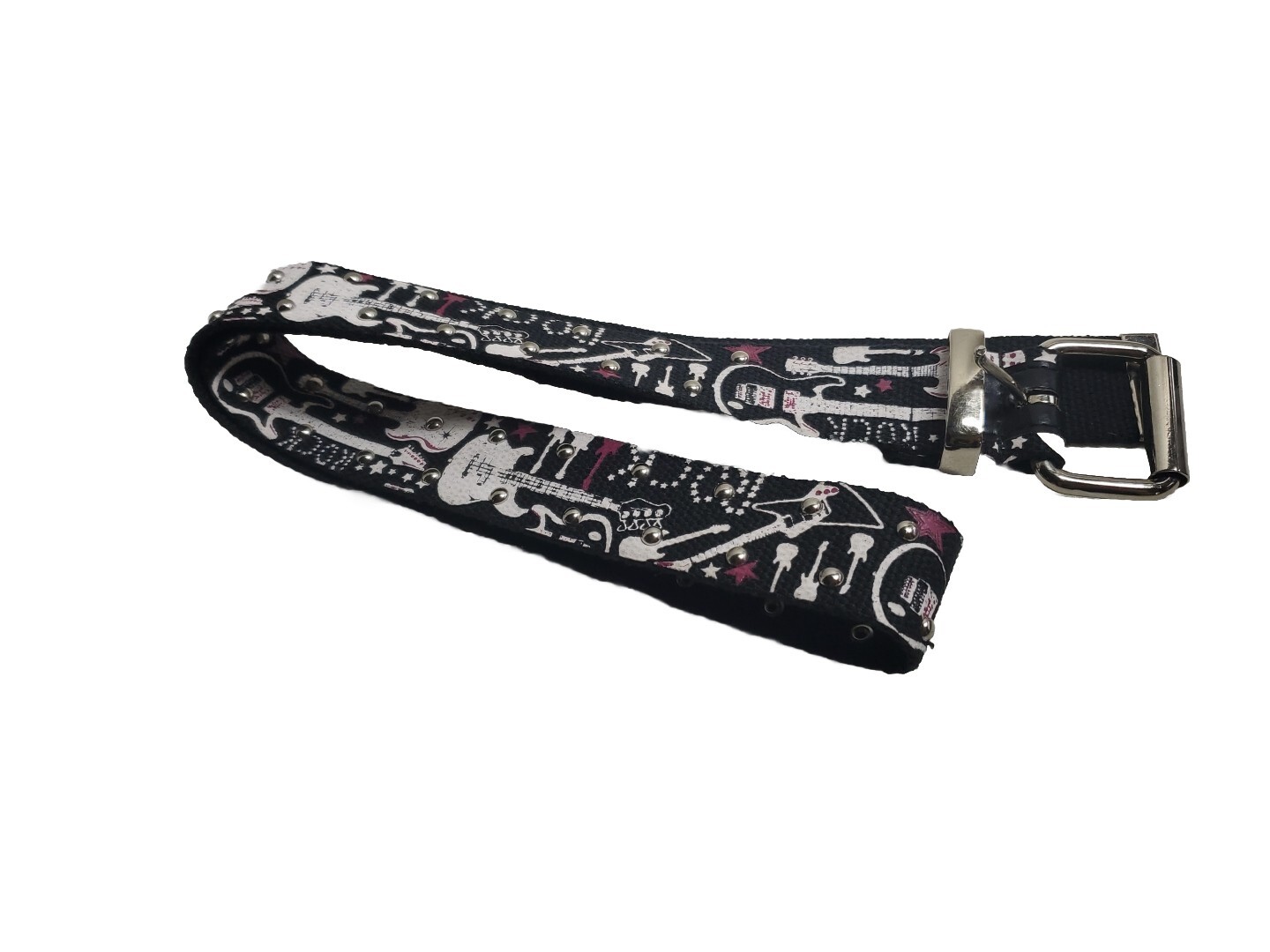 Belt Rock Guitar Music Star Studded Metal Buckle Sz 36- 40 In L