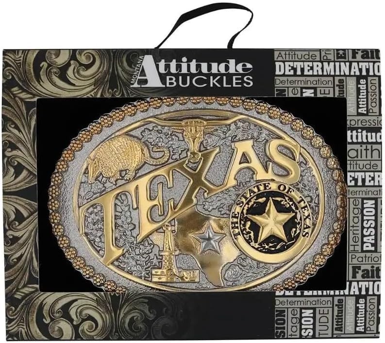 Attitude State Heritage Oval Antiqued Patina Western Belt Buckle