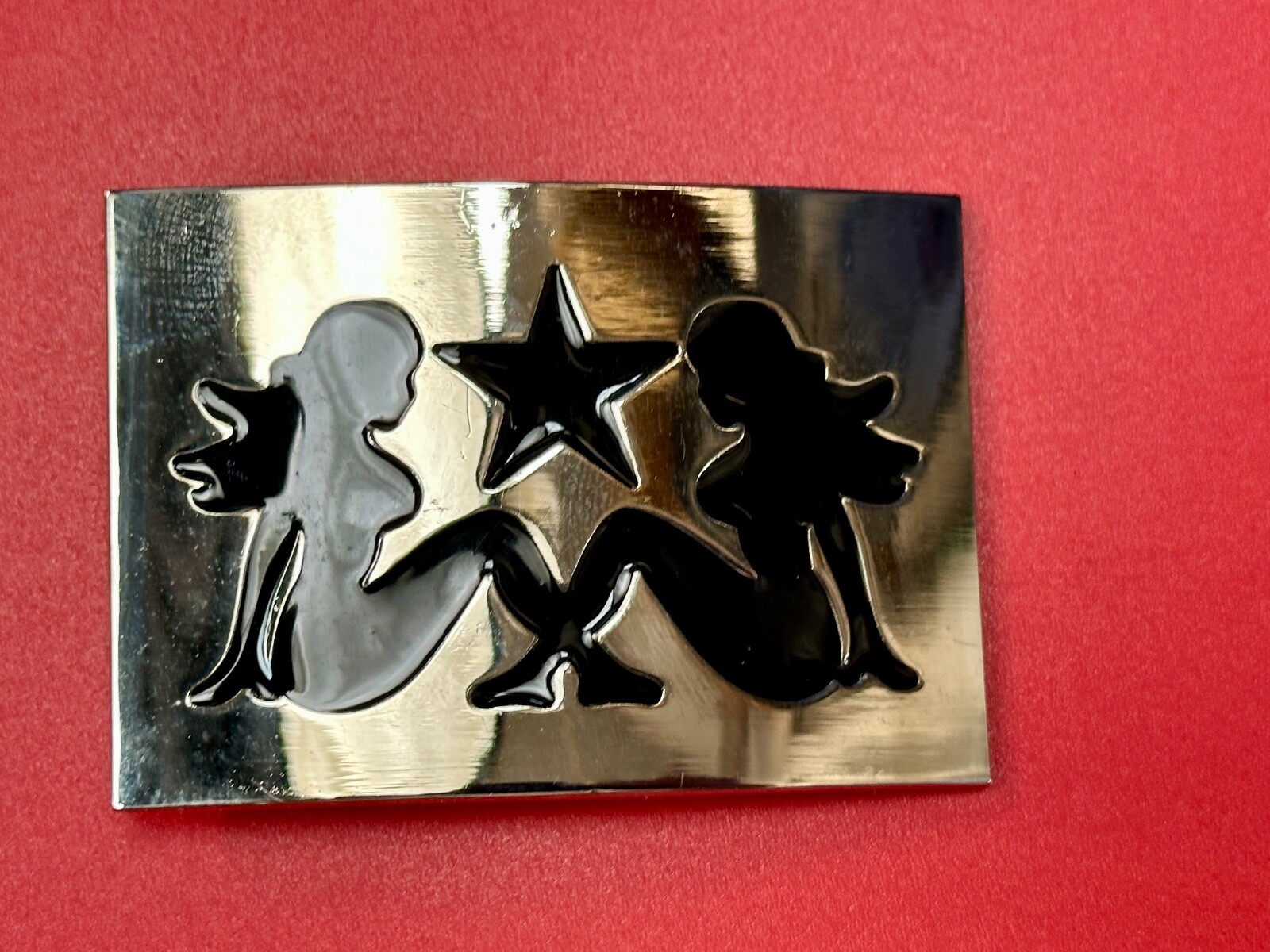 DOUBLE Sexy Mudflap Girl Truckers Silhouette Polished Reflective belt buckle
