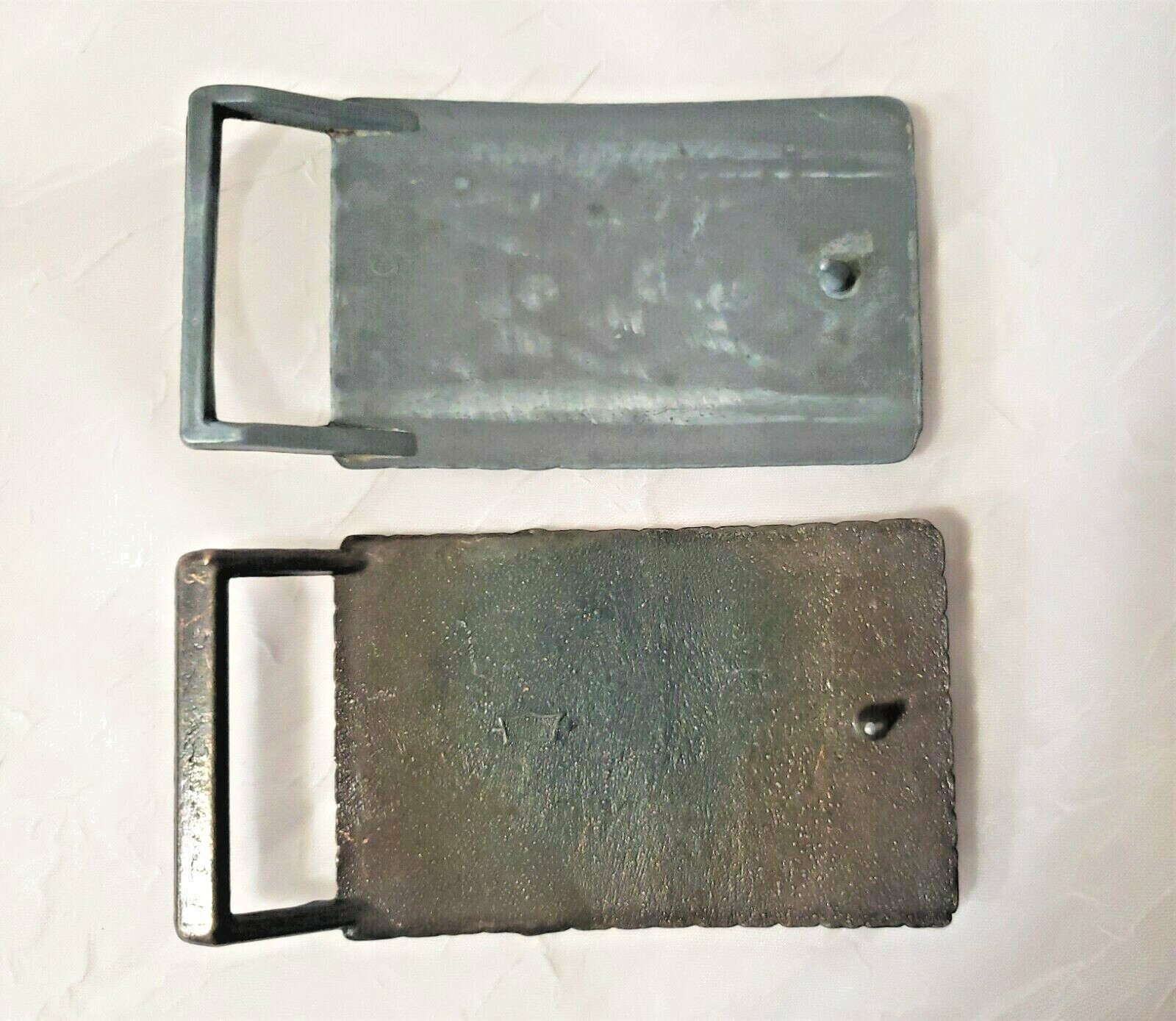 (2) American Eagle Wing Span, Mountains, Soaring, Flying, Primitive Belt Buckles
