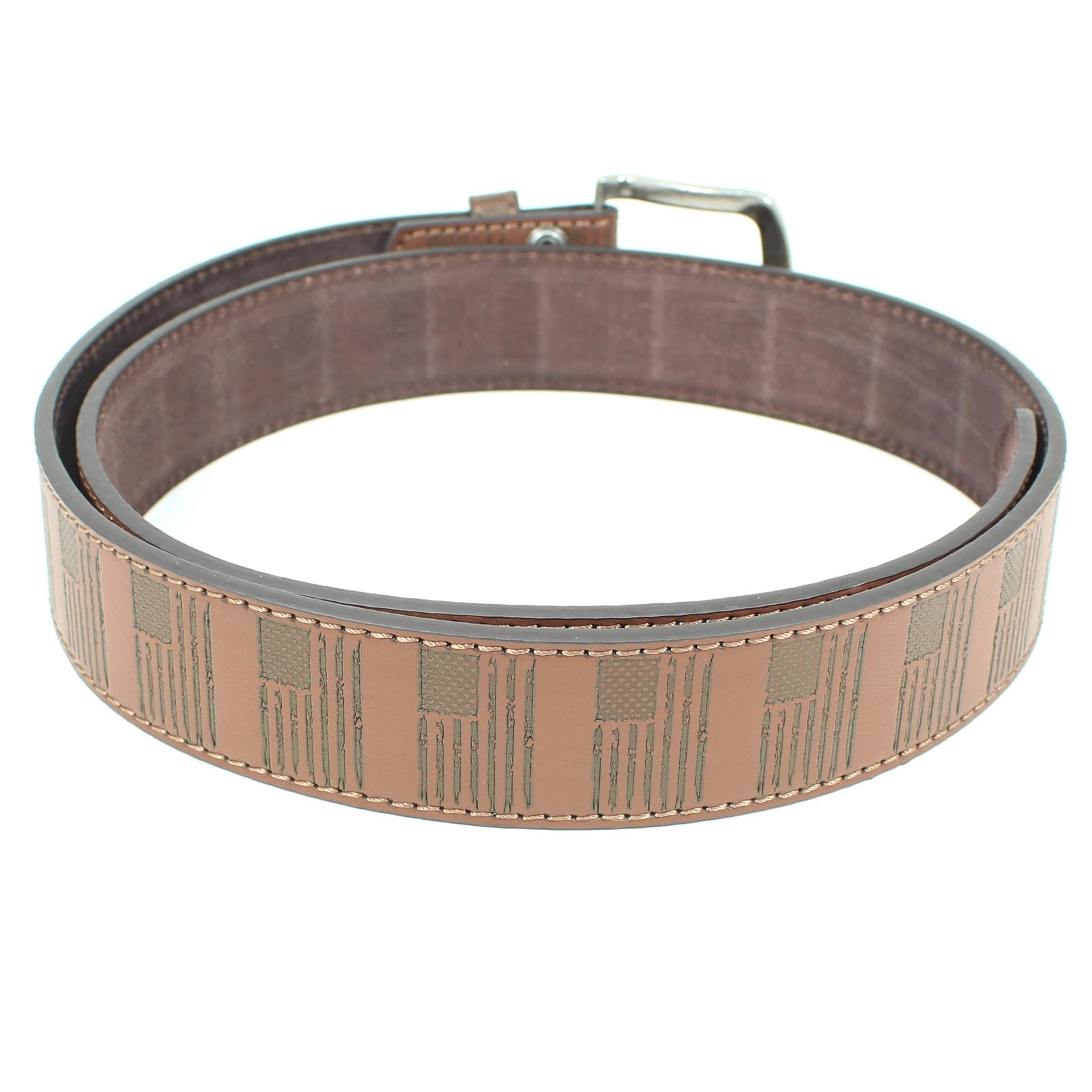 BC Belts USA Distressed Large (36-38&Prime; Waist), Brown – Vertical Usa Flag