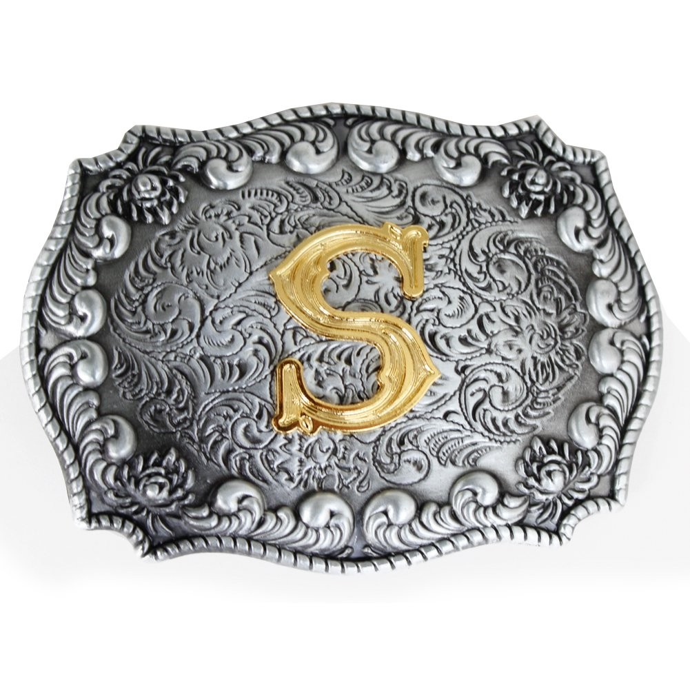 Men&rsquo;s Belt Buckles, English Letter in 3D, Western Style, CowboyAlphabe…