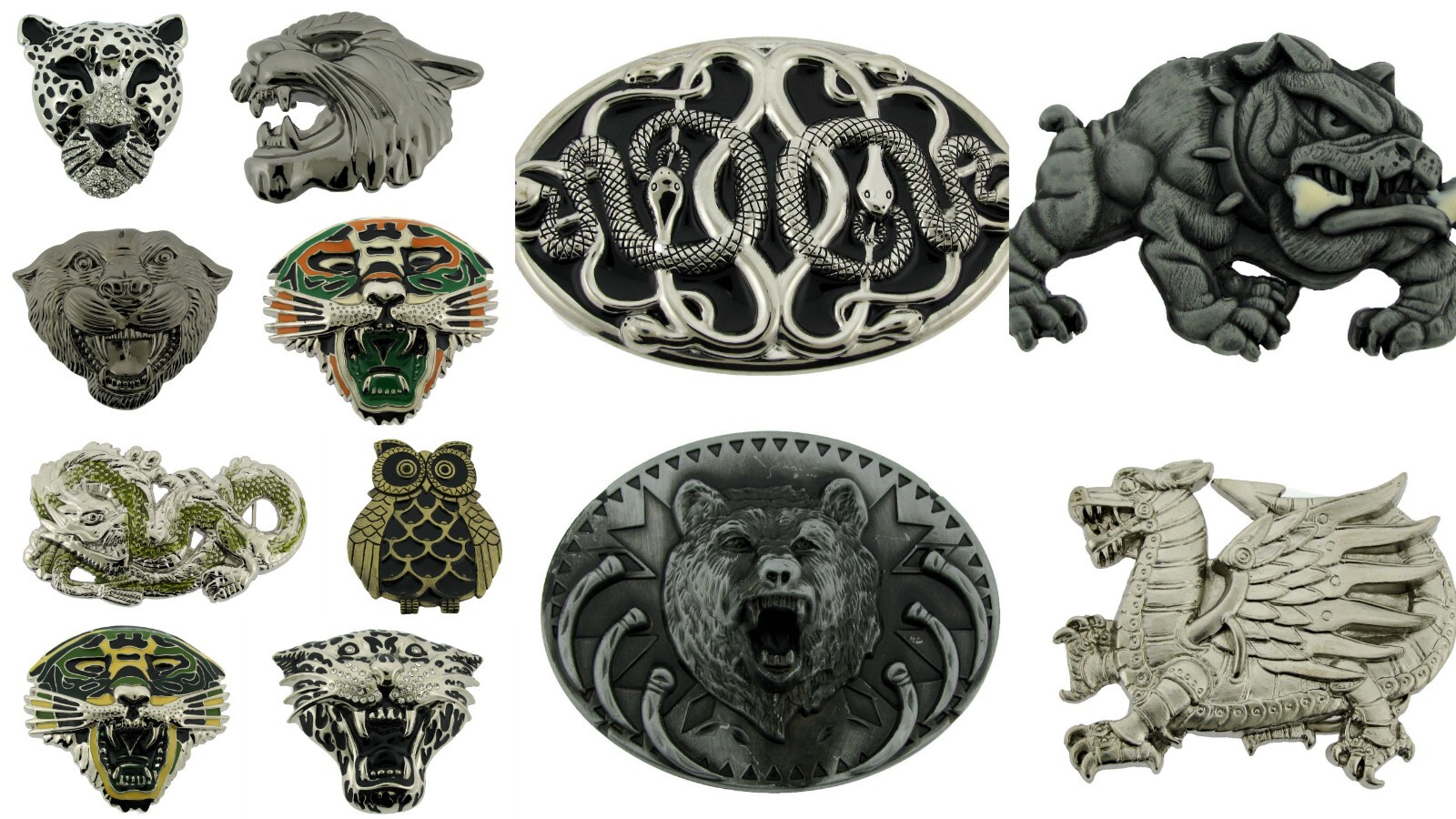 Men Women Belt Buckle Lion Wolf Bear Dragon Black Panther Western Rodeo Cowgirl