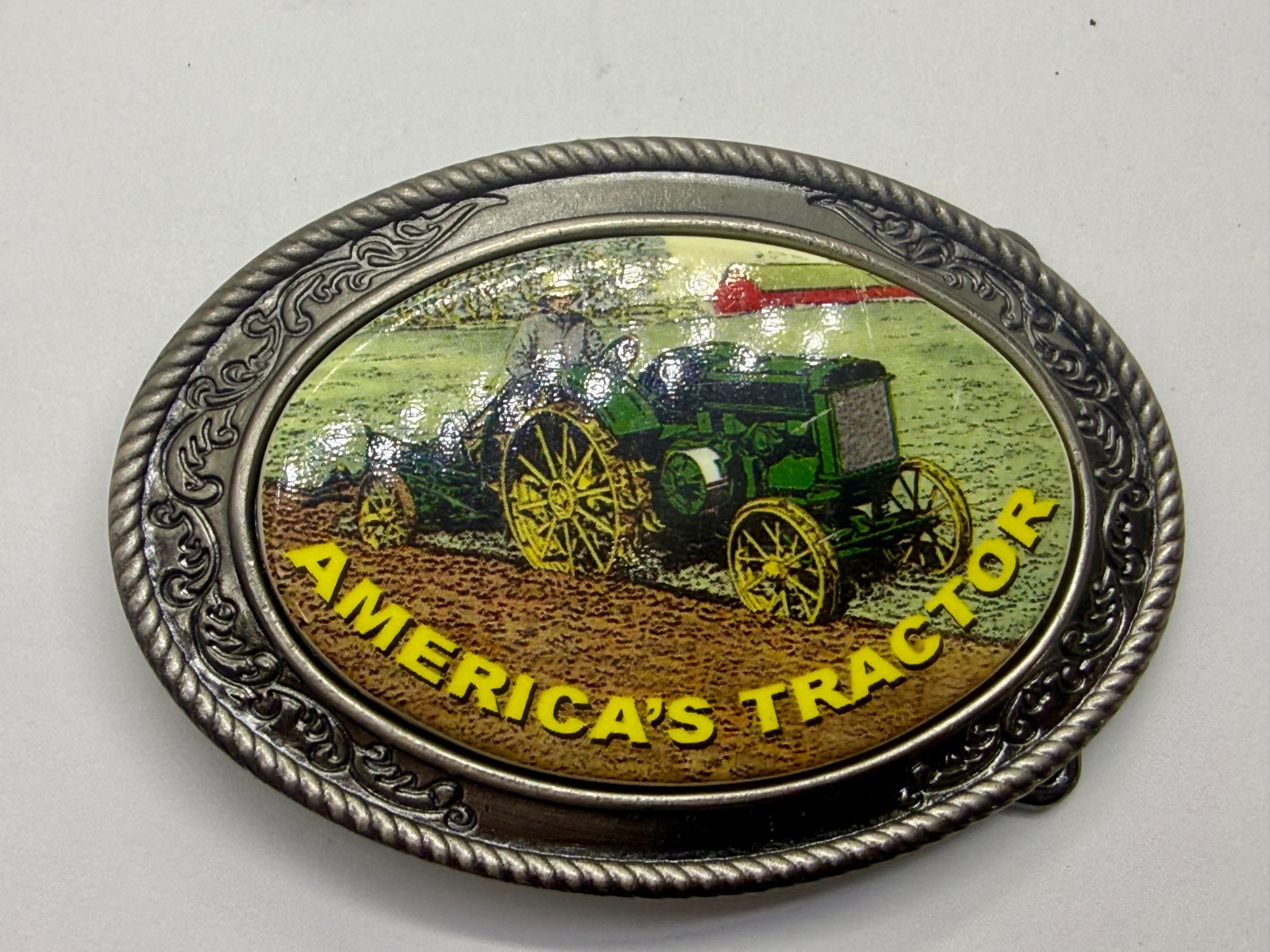 America&rsquo;s Tractor Agricultural Farm Scene Farmers Western Style Belt Buckle