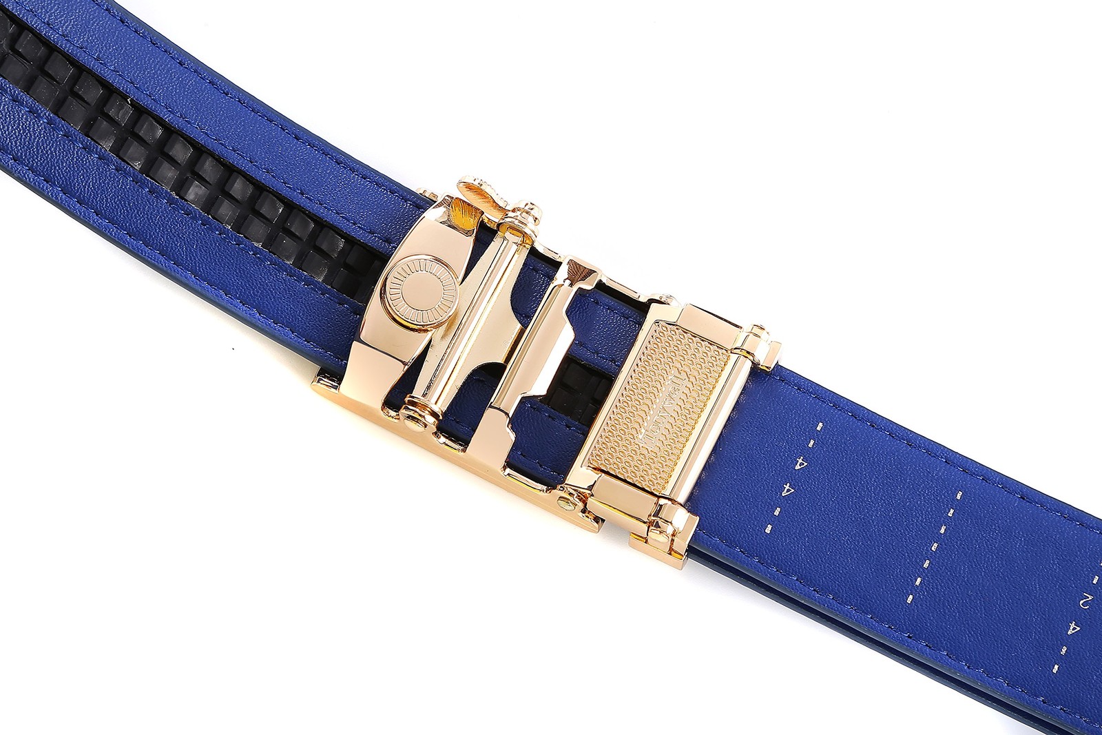 Tonywell Men&rsquo;s Leather One Size:32&Prime;-45&Prime;Waist, Blue Leather&gold Metal Buckle