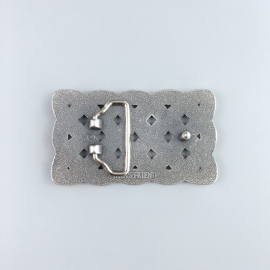 Vintage Silver Plated Cross Celtic Knot Rectangle Belt Buckle Boucle de Ceinture