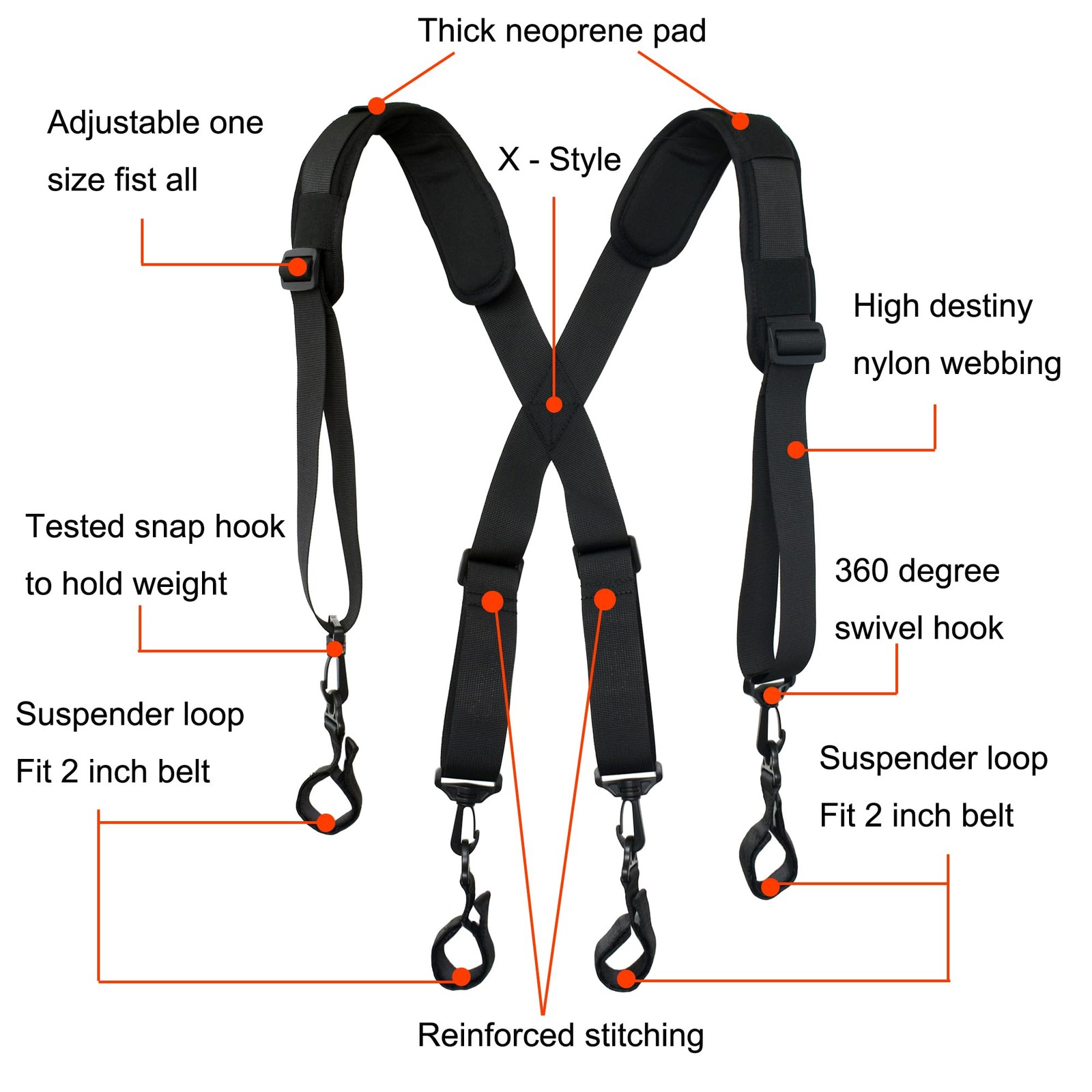 YYST Men Paddded Adjustable Tool Belt Suspender Duty Adult, Black