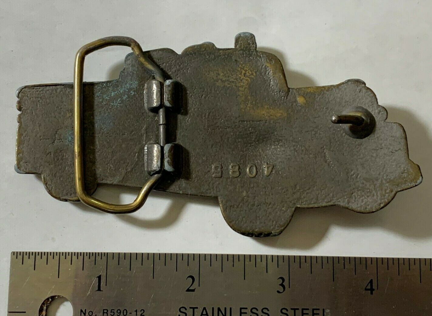 Belt Buckle — Vintage Fire Truck Pumper Engine Brass Boss Cool BB-113