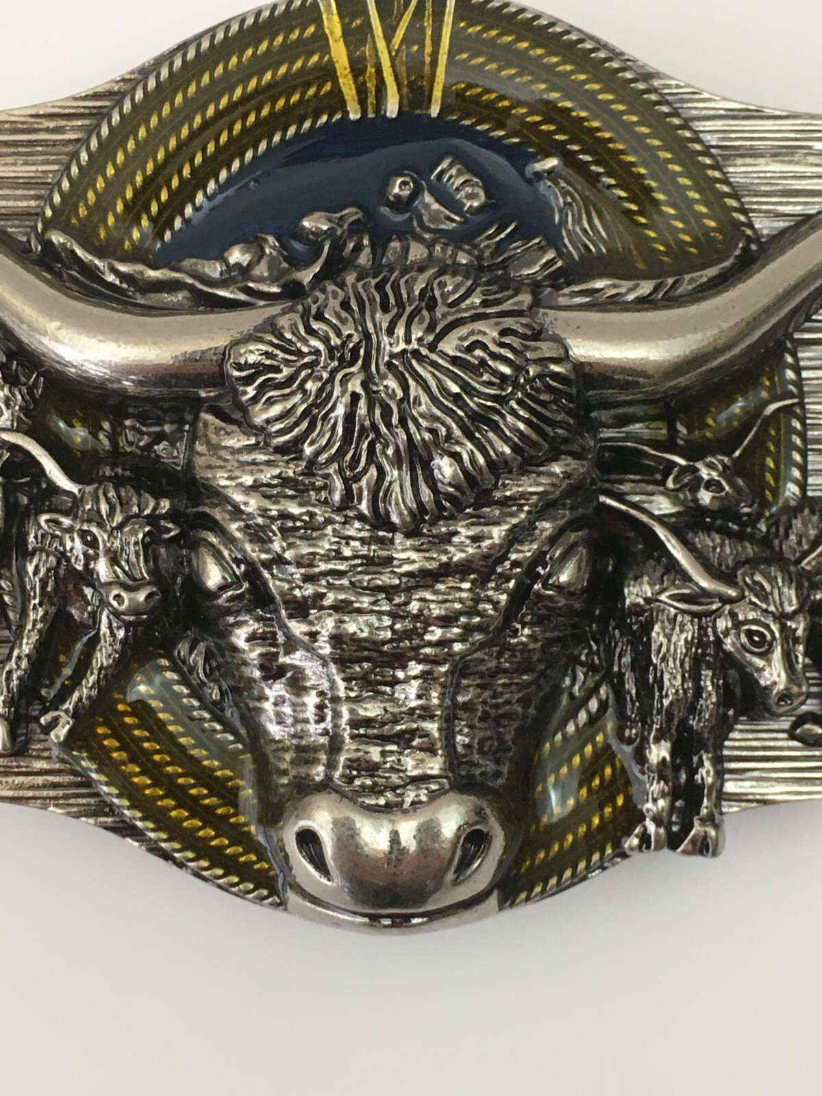 Cowboy Belt Buckle Texas Bull and Horses Western Belt Buckles