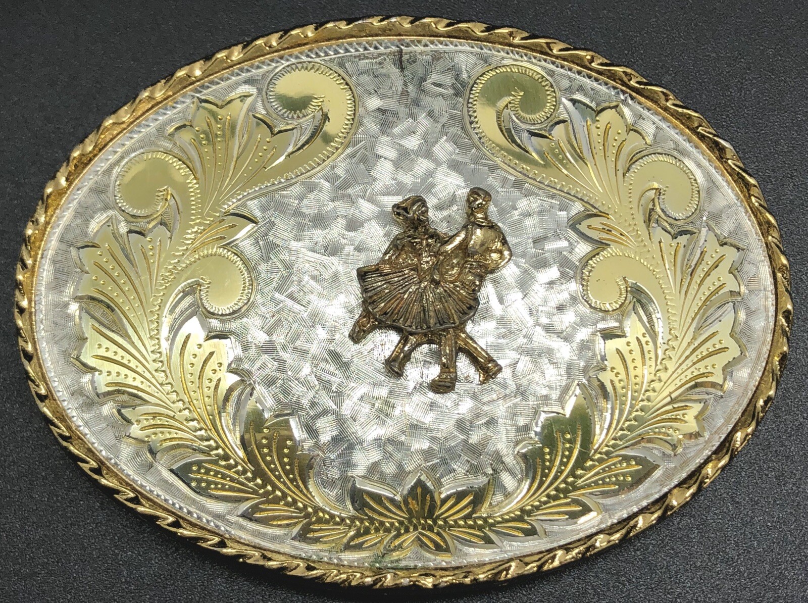 Men&rsquo;s W USA Square-Dancing Western 2-Tone Oval Belt Buckle (RF1064)