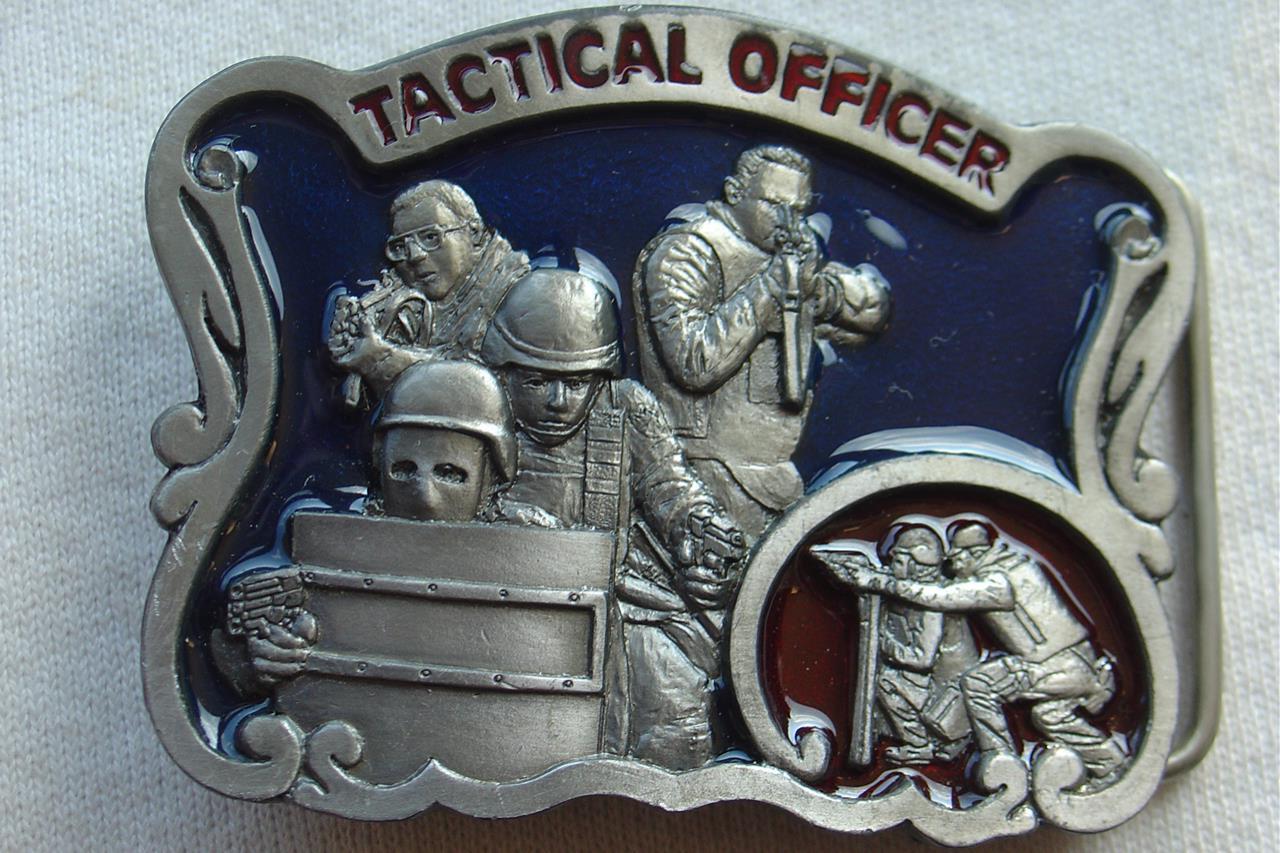 Vtg Belt Buckle C&J Tactical Officer Police SWAT