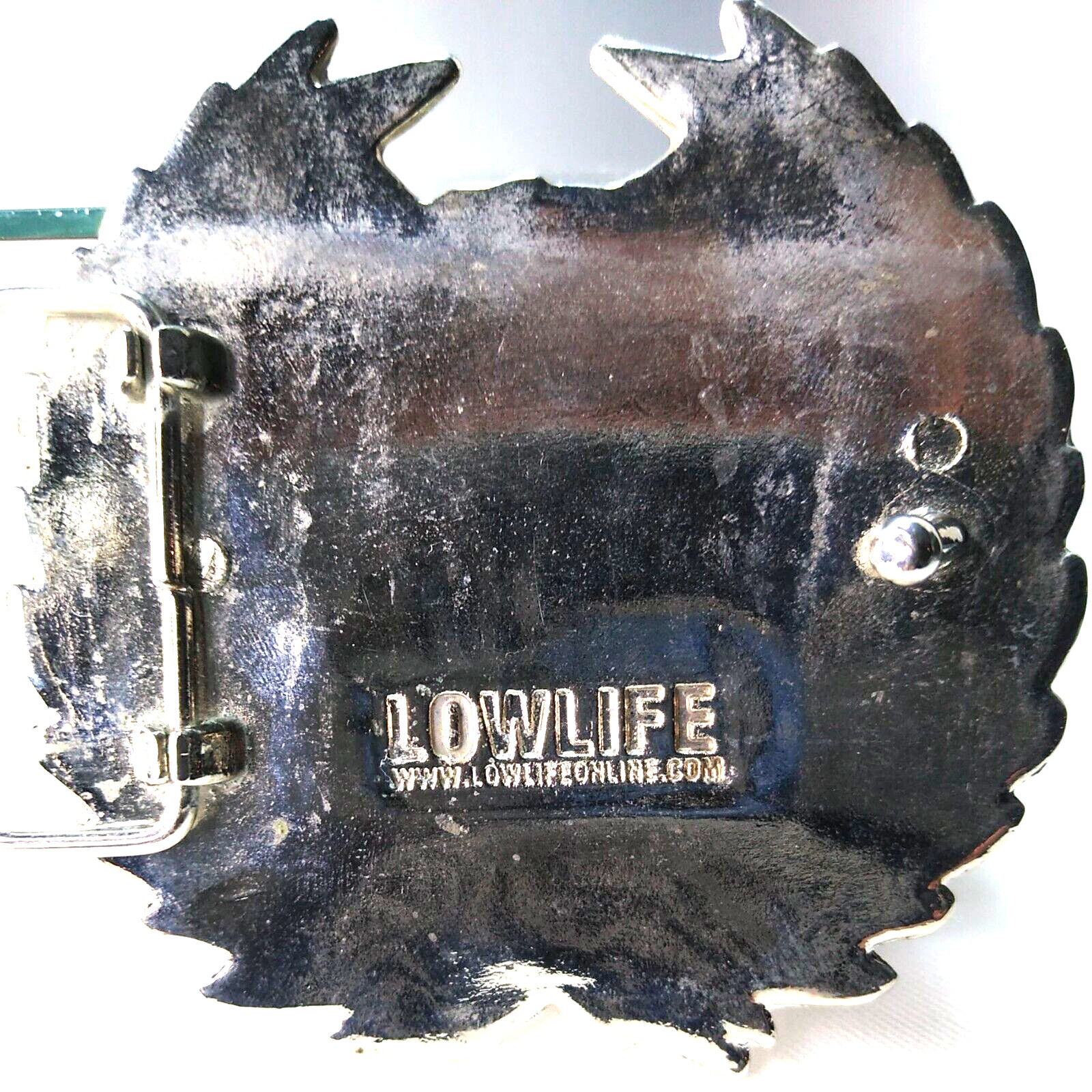 LOWLIFE Brand Skull Belt Buckle Silver/Black 3.25&Prime; Across Pre-Owned