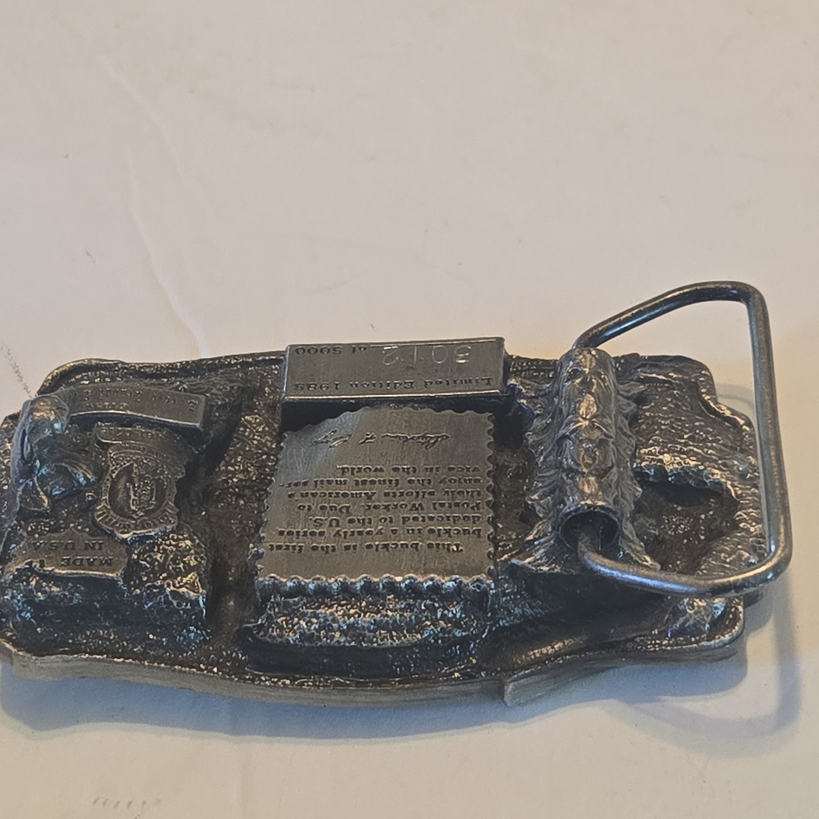 Vintage 1985 Postal Worker Commemorative U.S. Mail Belt Buckle #3012 of 5000