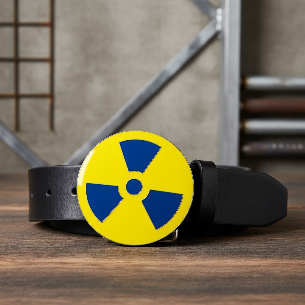 Unisex Fashion Belt Buckle Silver Metal Yellow Nuke Bomb Nuclear Animation Anime