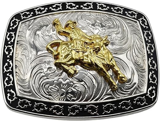 Bull Rider Silver Gold Belt Buckle Western Rodeo Fashion Cowboy Hebillas Vaquera