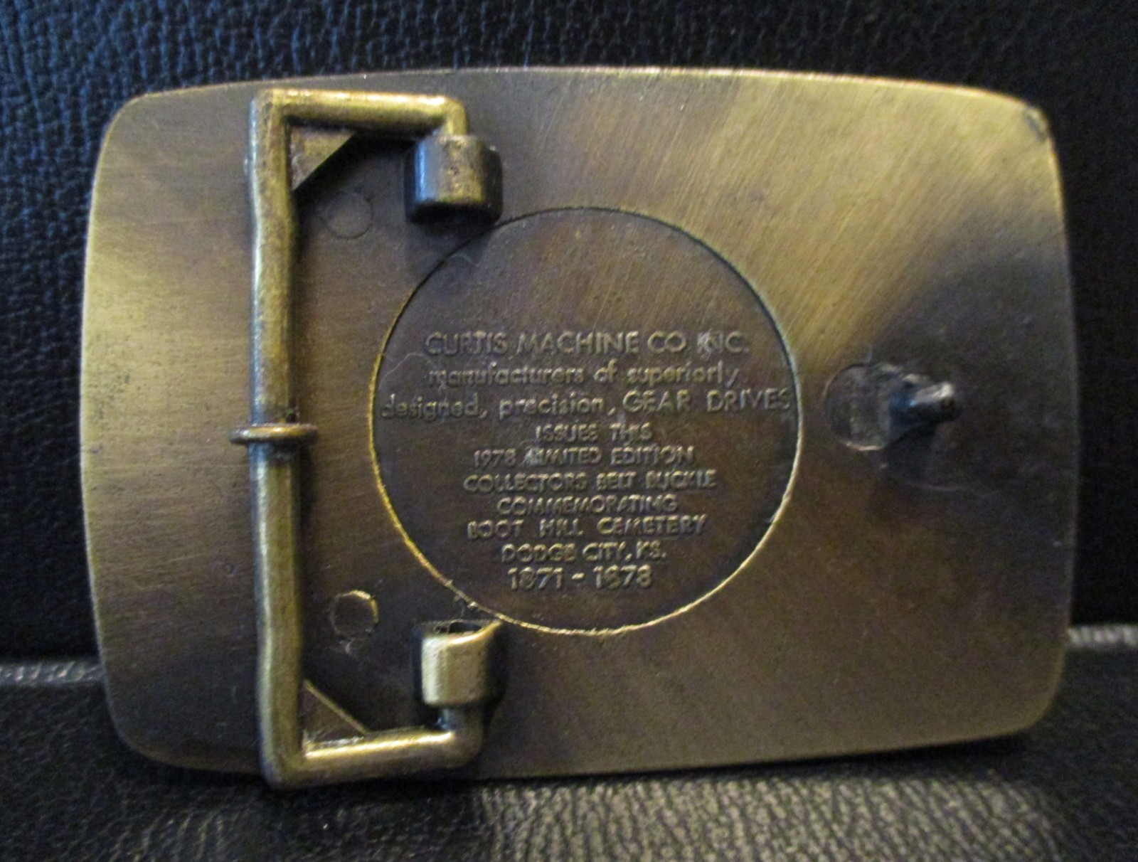 Curtis Machine Co Dodge City Kansas KS Boot Hill Cemetary Brass Belt Buckle 1978