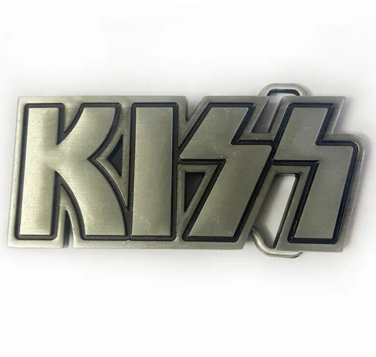 KISS Belt Buckle logo Chrome silver Gene Paul Ace Peter Zinc Alloy rock metal