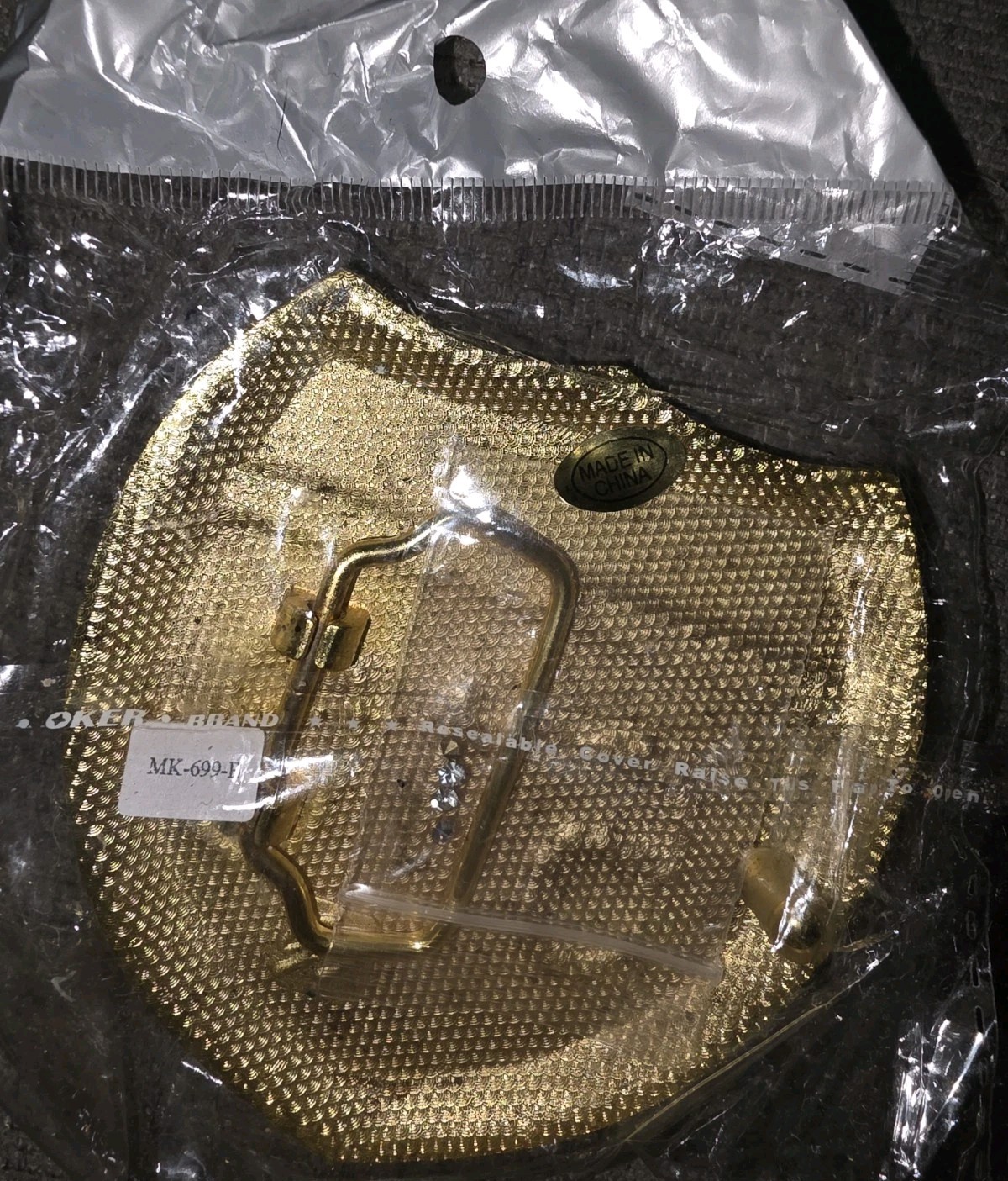 Interstate 610 Shield Metal Belt Buckle Gold Tone Iced Out Rhinestone Accessory