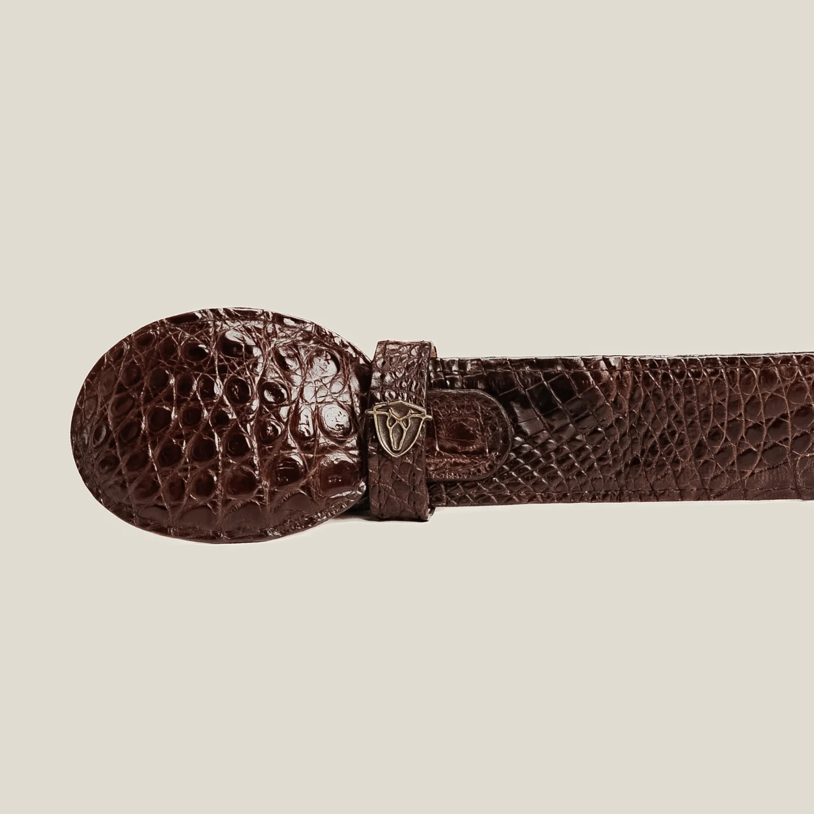 Genuine Exotic Alligator Caiman Belly Western Belt with Removable Buckle – Brown