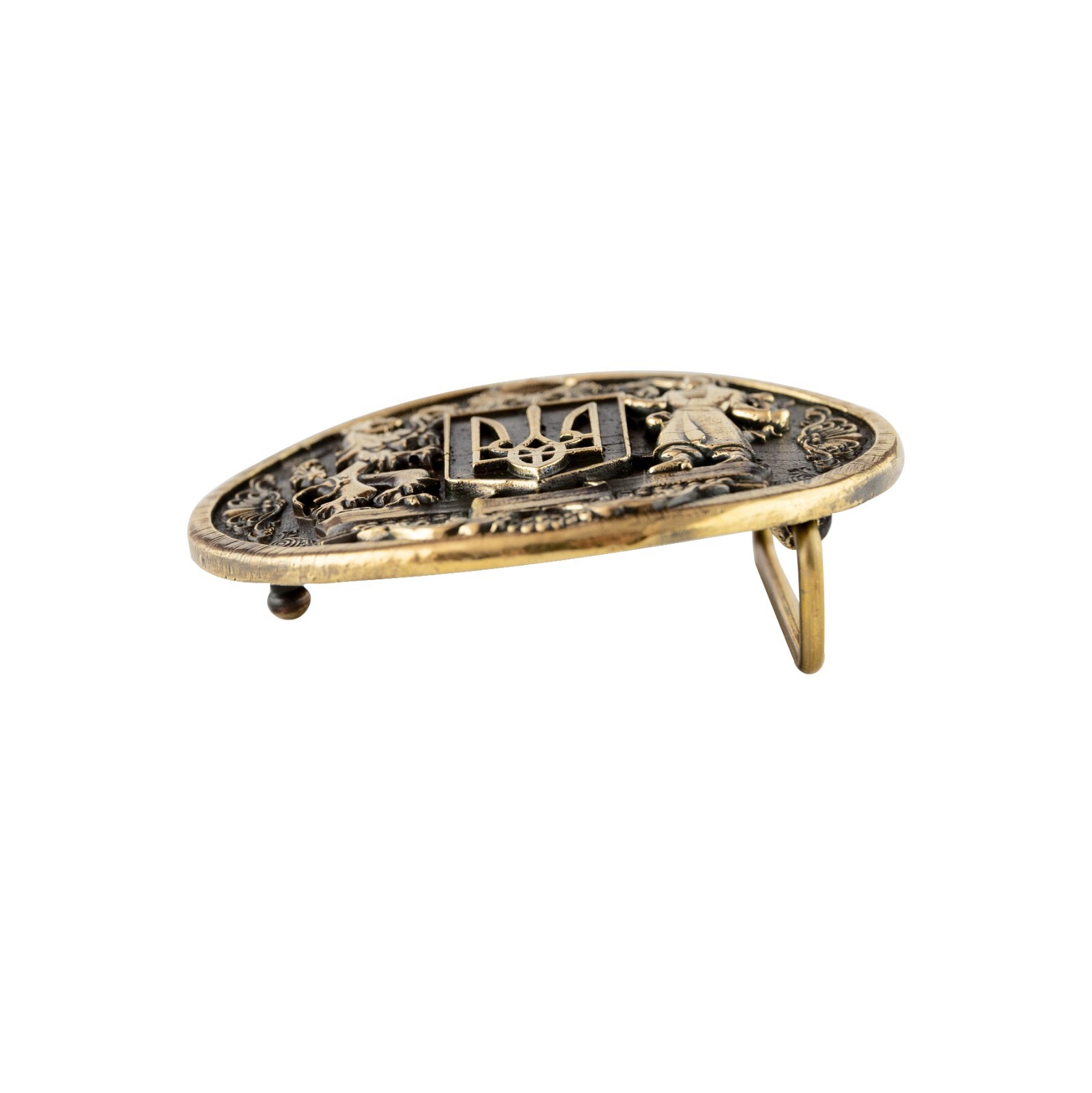 Brass belt buckle Ukrainian Trident, Tryzub, The Great coat of arms of Ukraine.