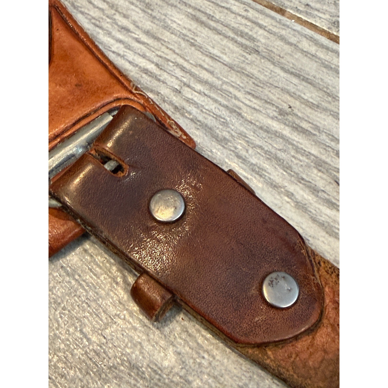 Tooled Leather Belt 32 Brown Stash Locket Buckle Western Hidden Pocket