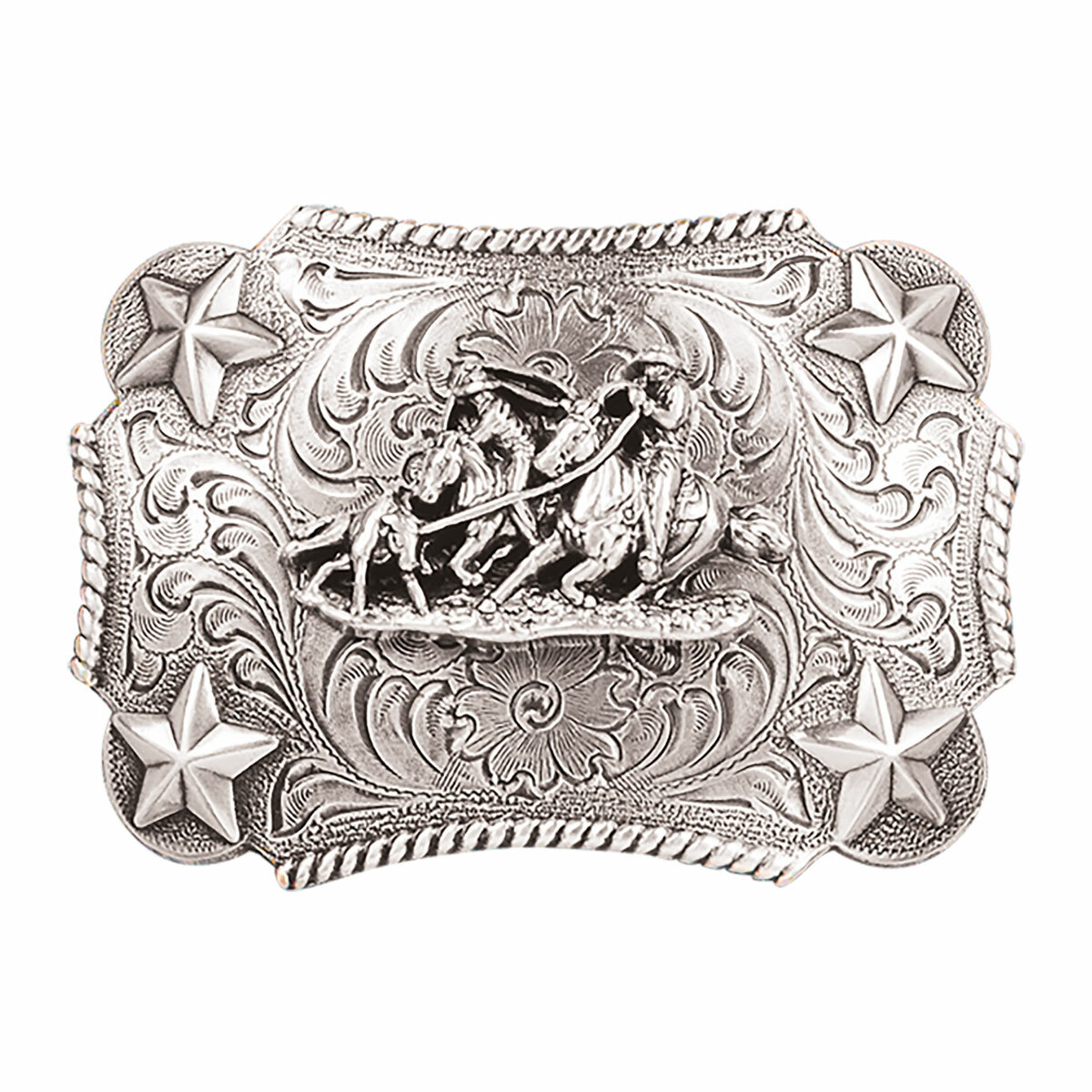 Nocona Youth Team Roper Silver Stars Rectangular Belt Buckle 3603011