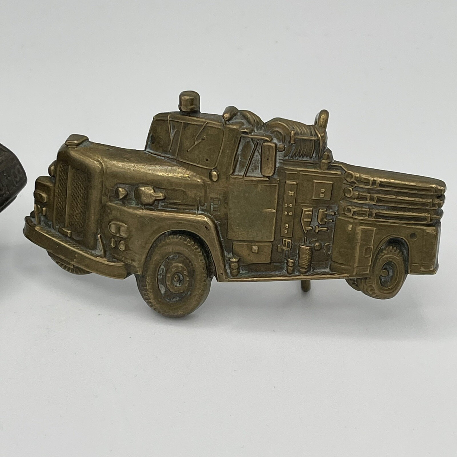 Lot Of 2 Brass Vintage Fire Truck Belt Buckles 1978 Baron Fireman Firefighter