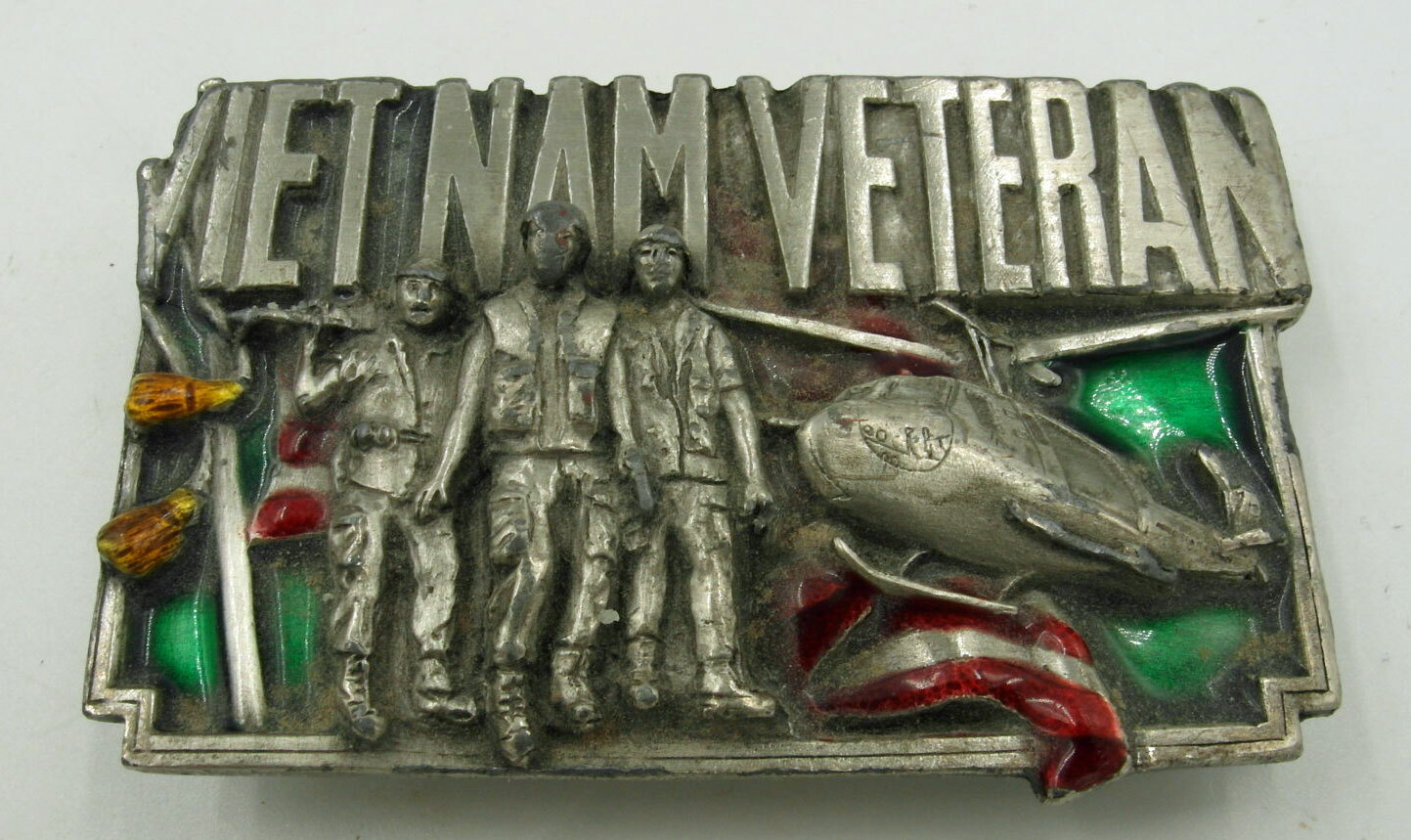 VIETNAM VETERAN BUCKLE BY BERGAMOT BRASS WORKS ENAMEL VERSION