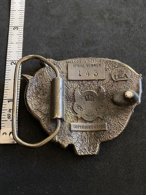 Texas Brass Buckle Bull Great American Chicago Buckle Co Brass Numbered 143