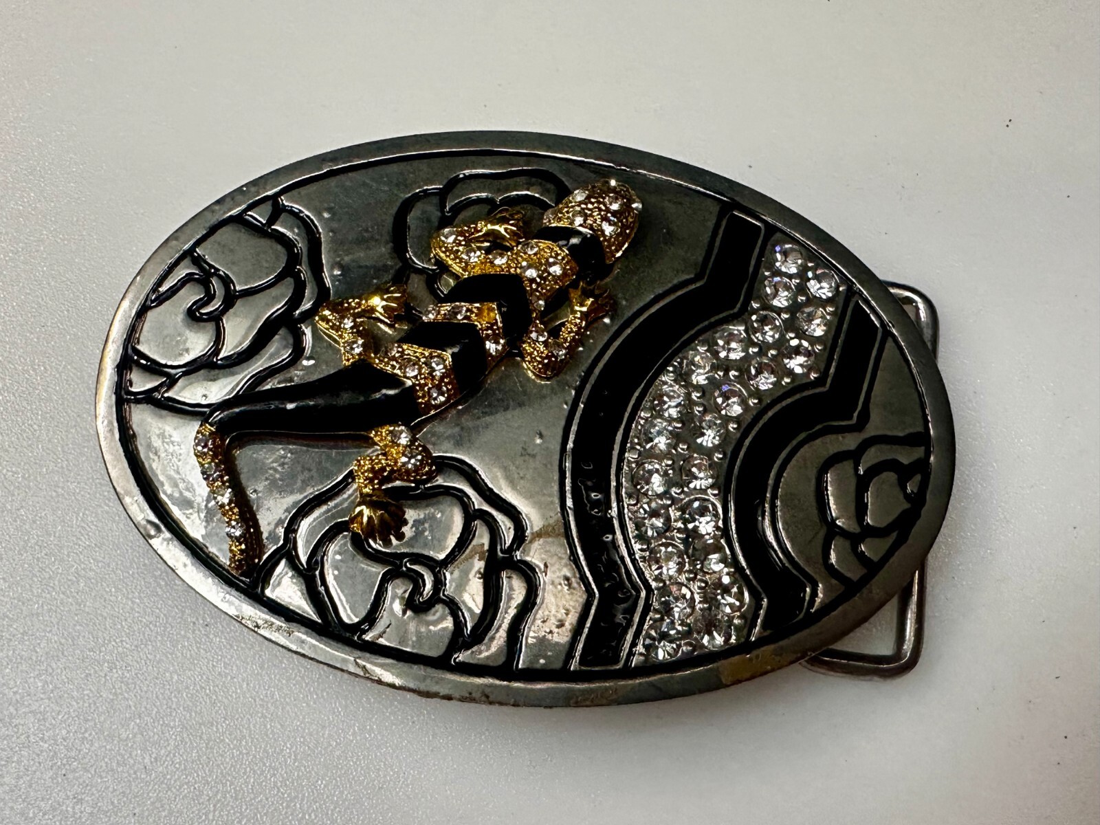 Gecko Lizard Salamander Multi Colored Jeweled Unique Animal Theme Belt Buckle