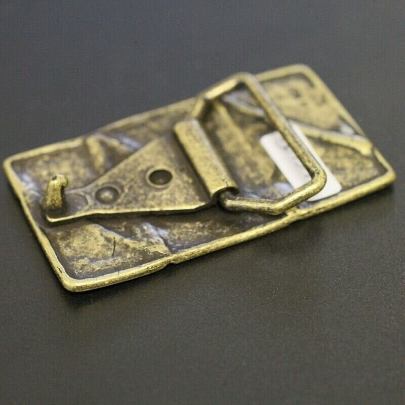 Zig Zag Belt Buckle Rectangular Modern Industrial Masculine Metal