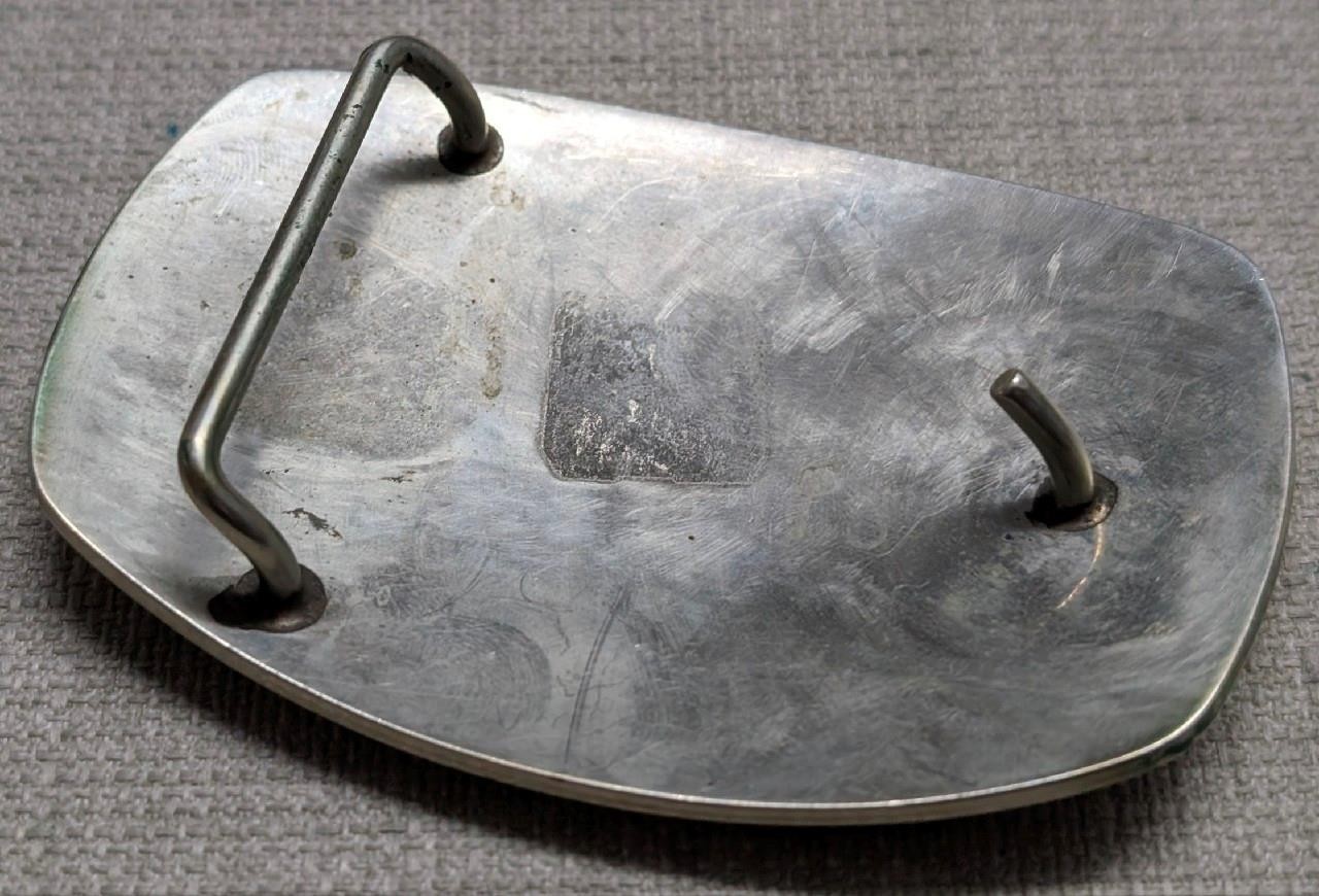 vintage ELK belt buckle HANDCRAFTED german silver WESTERN inlay ENGRAVED cowboy