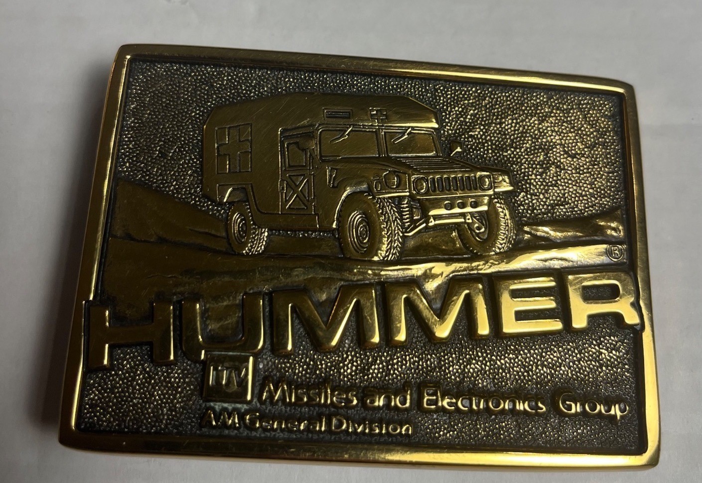 Hummer LTV Missiles & Electronics Group Belt Buckle 1987 Collector Series 3&Prime;x2.5
