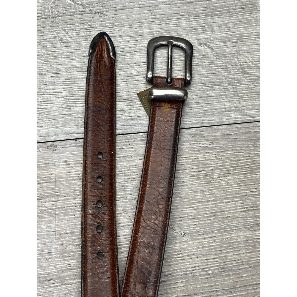 Trafalgar Kango Calf Belt Mens 34 Brown Leather Handmade USA Dress Buckle