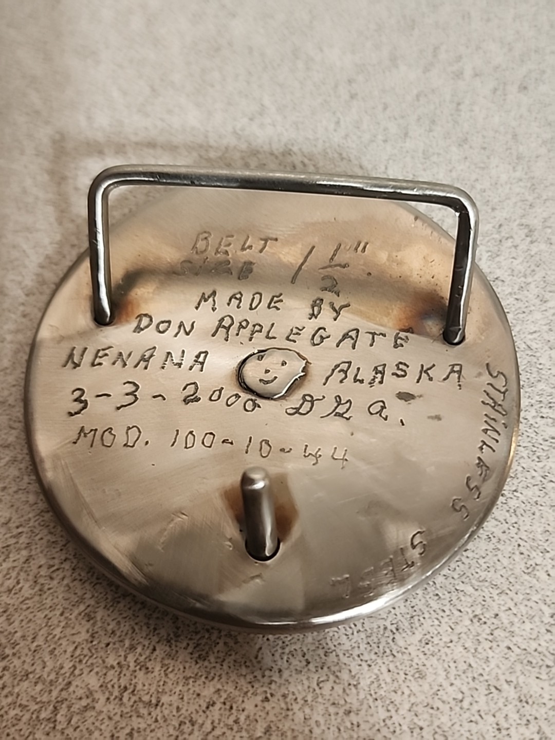 Bronc Riding Cowboy On 44 Magnum Stainless Steel Belt Buckle By Don Applegate