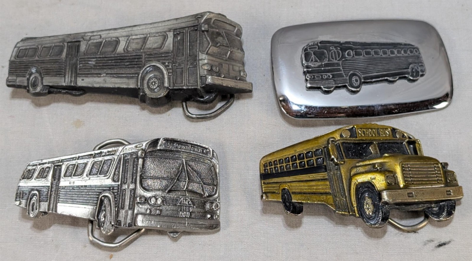 4 Retro Vtg Transportation Bus Belt Buckles. Bergomot Great American Buckle Co.