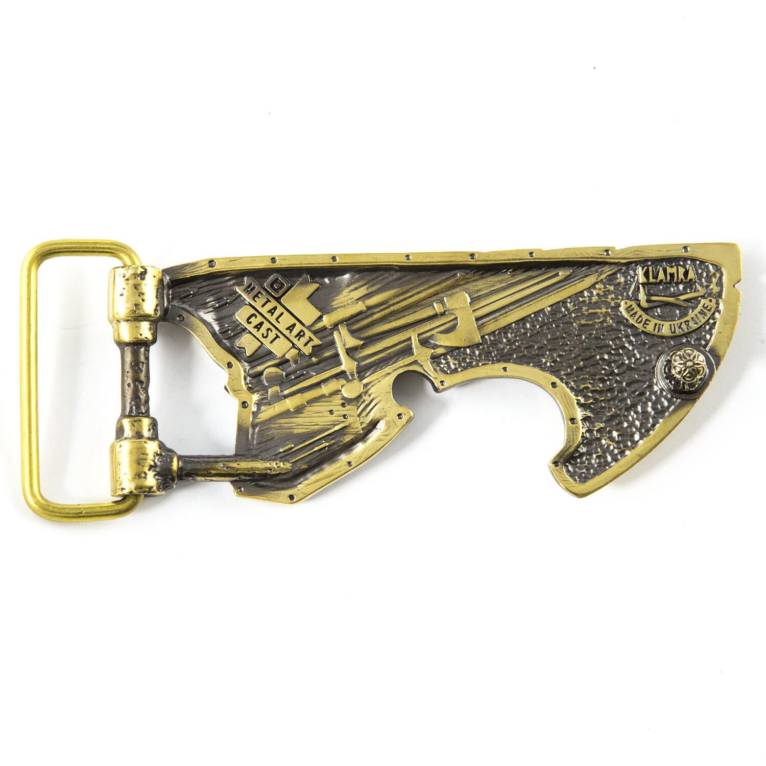 Brass belt buckle Ax of God, Medieval style buckle, Solid brass axe buckle