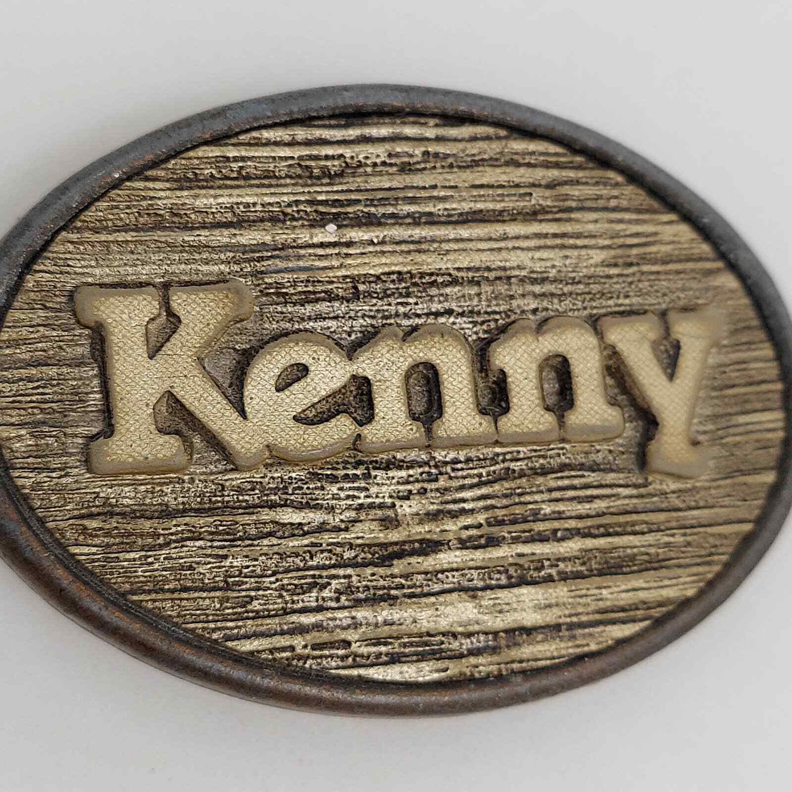 Vintage Oden Name Kenny Belt Buckle fits 1&Prime; Wide Belt Metal Textured Brass Tone