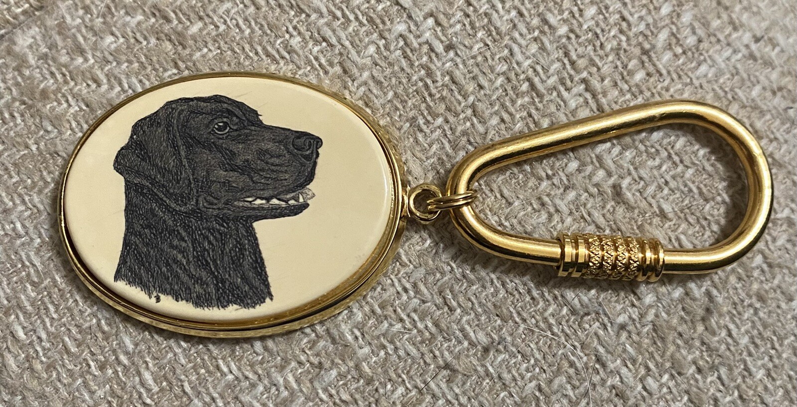 NWOT Barlow Goldtone Lab Labrador Dog Keyring