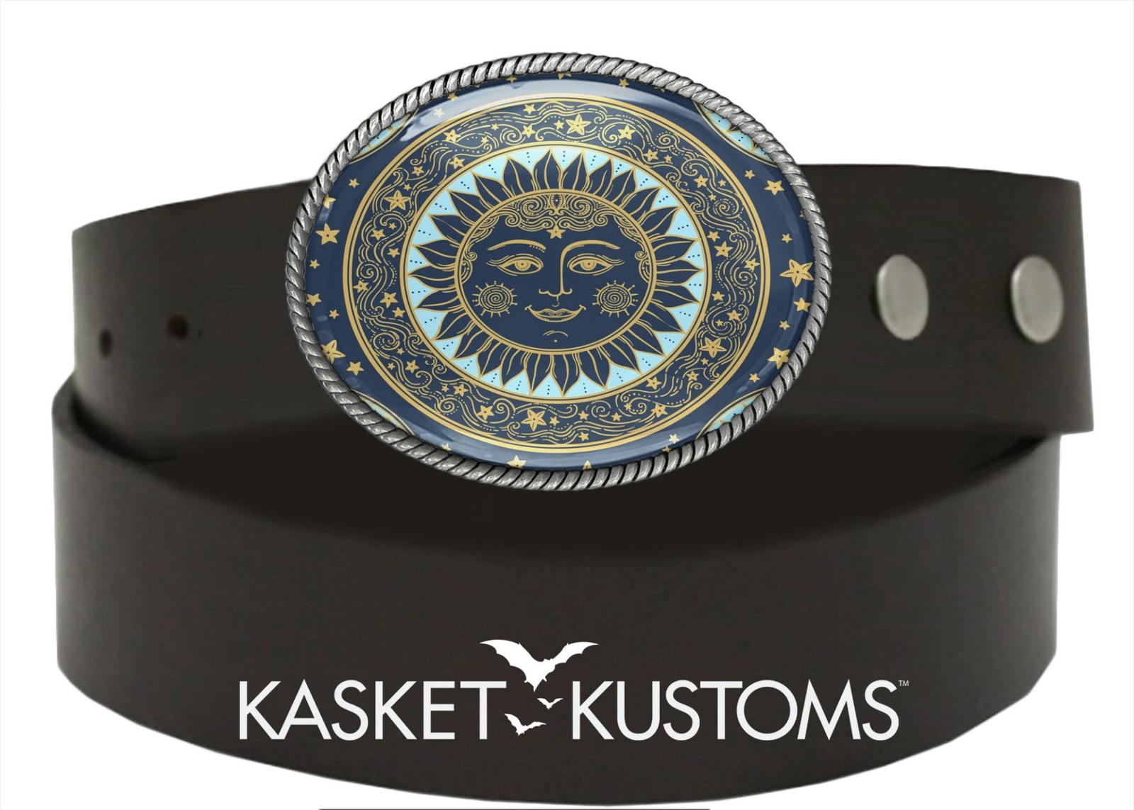 Boho Sun Belt Buckle – Ornate Bohemian Medallion Art Oval Buckle – 911