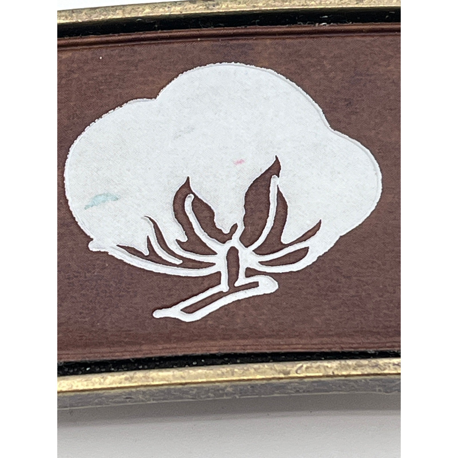Vintage Delta Boll Weevil Belt Buckle Cotton Plant Brass Tone Rectangular