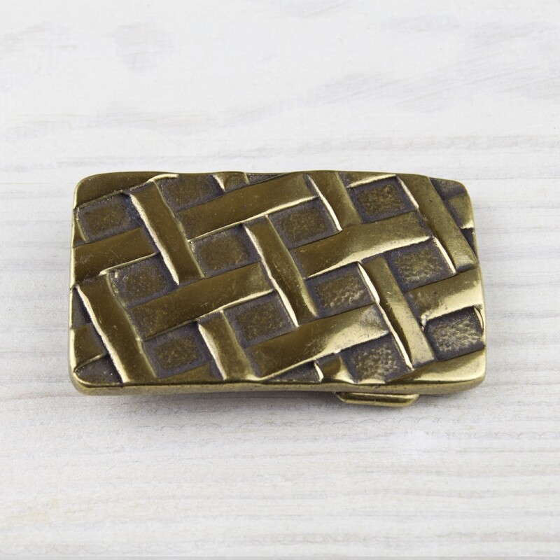 Stripe Rectangle Geometry Belt Buckle Brass Interchangeable Clasp GS5581